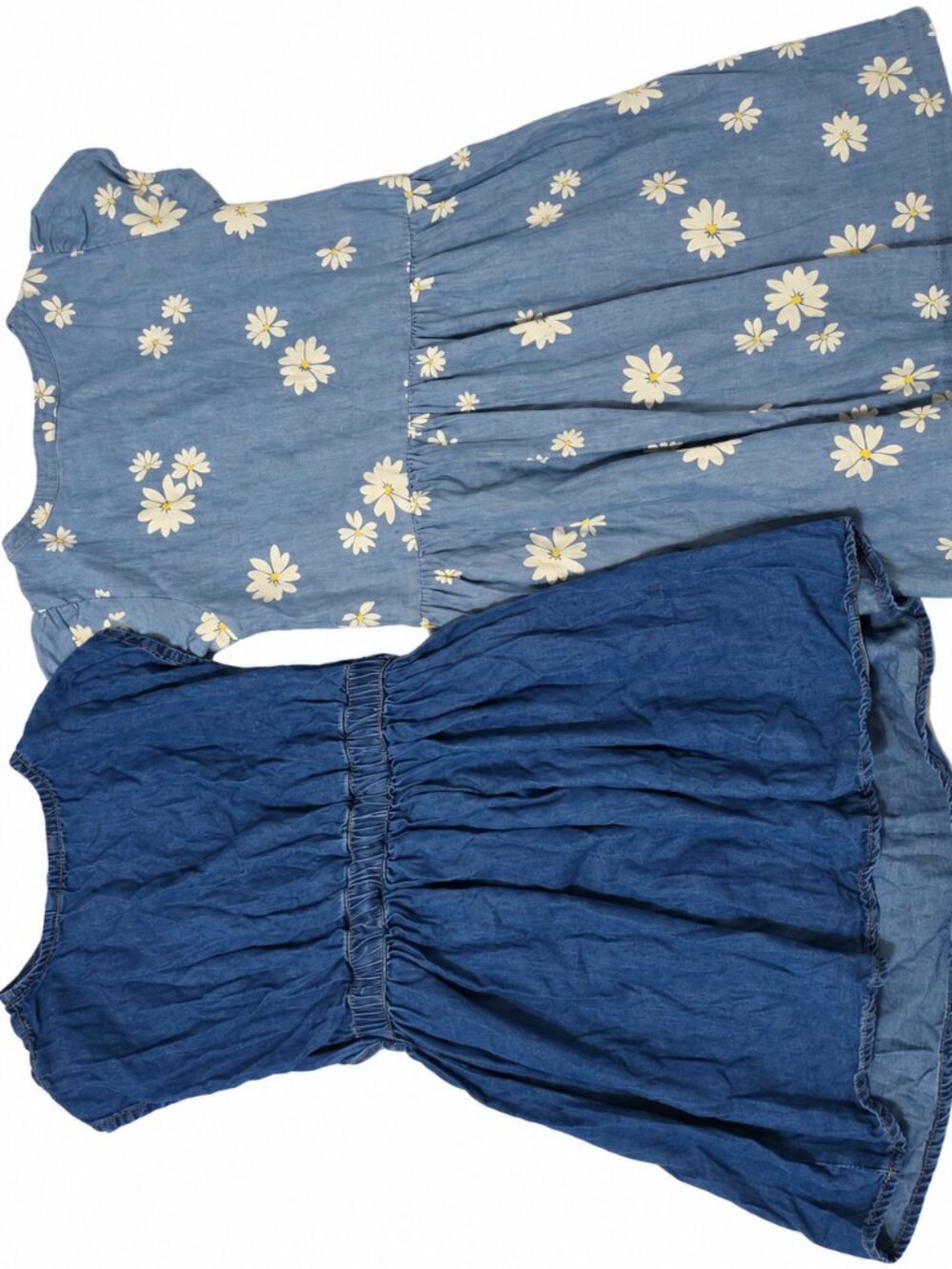 Girls Dress Lot of 2 Mayoral Carter's Blue Chambray Floral Size 5 XS